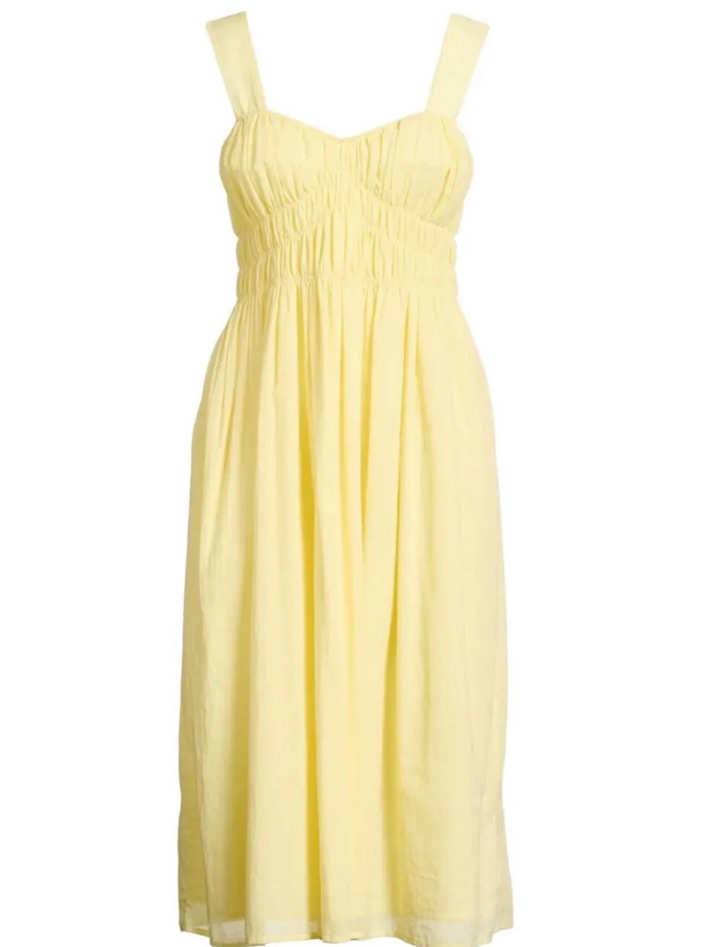 Burberry Yellow Sleeveless Smocked Midi Dress Size 2